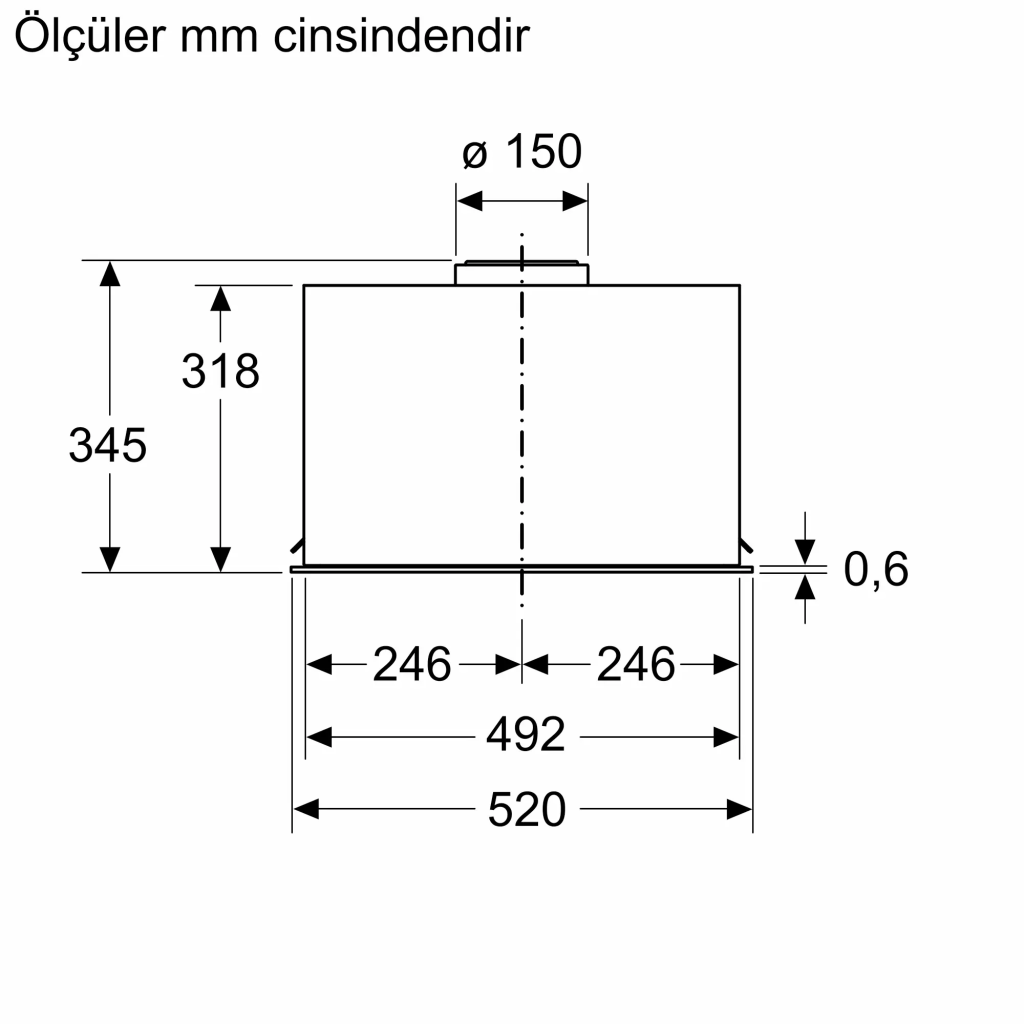 iQ500 Gömme Aspiratör 52 cm Paslanmaz çelik