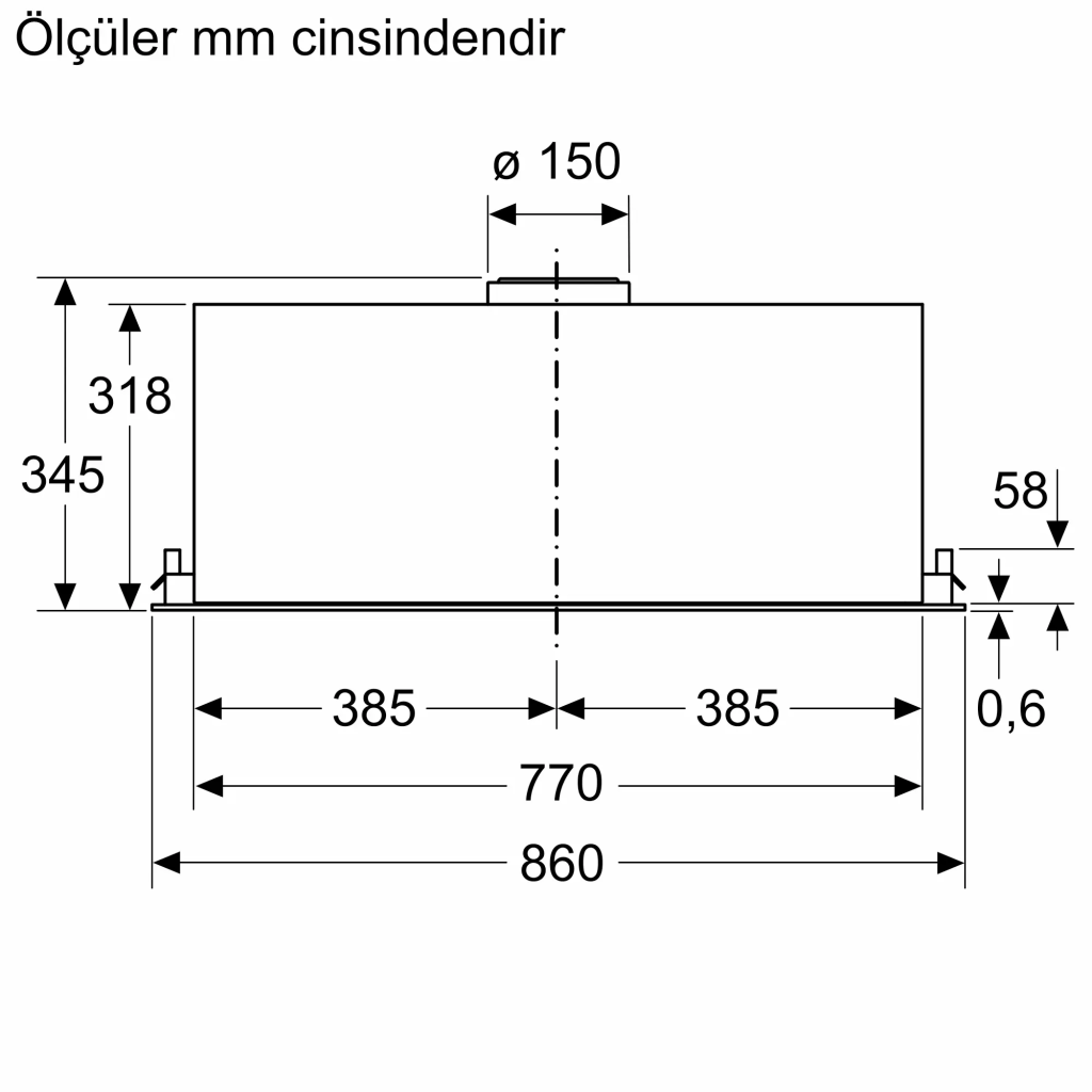 iQ500 Gömme Aspiratör 86 cm Paslanmaz çelik