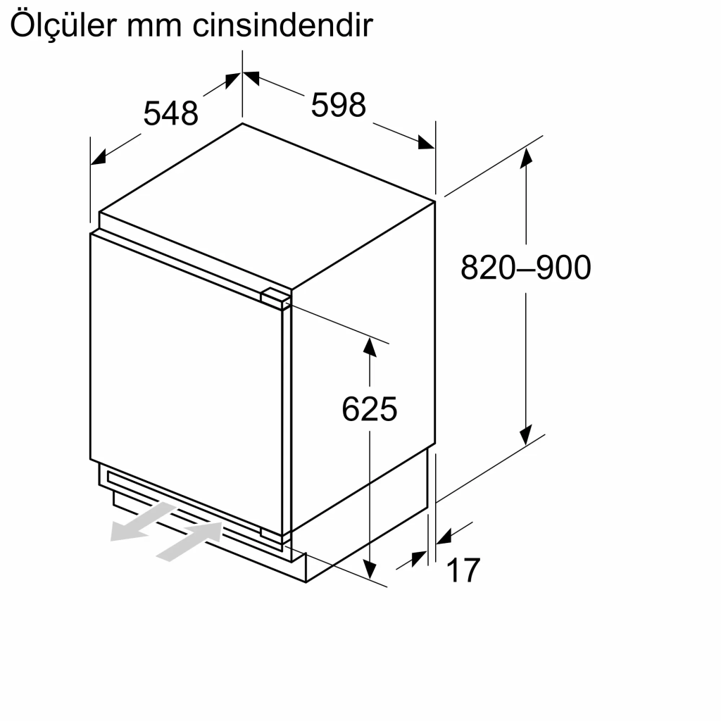 iQ500 Tezgah Altı Ankastre Soğutucu 82 x 59.8 cm softClosing Düz Menteşe