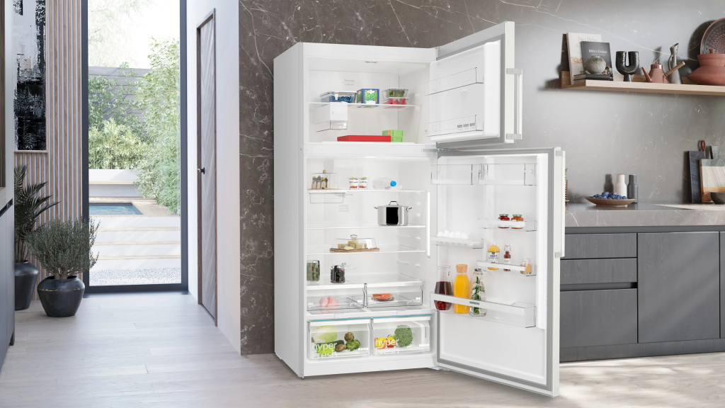 iQ500 Üstten Donduruculu Buzdolabı 186 x 86 cm Kolay temizlenebilir Inox, Total noFrost