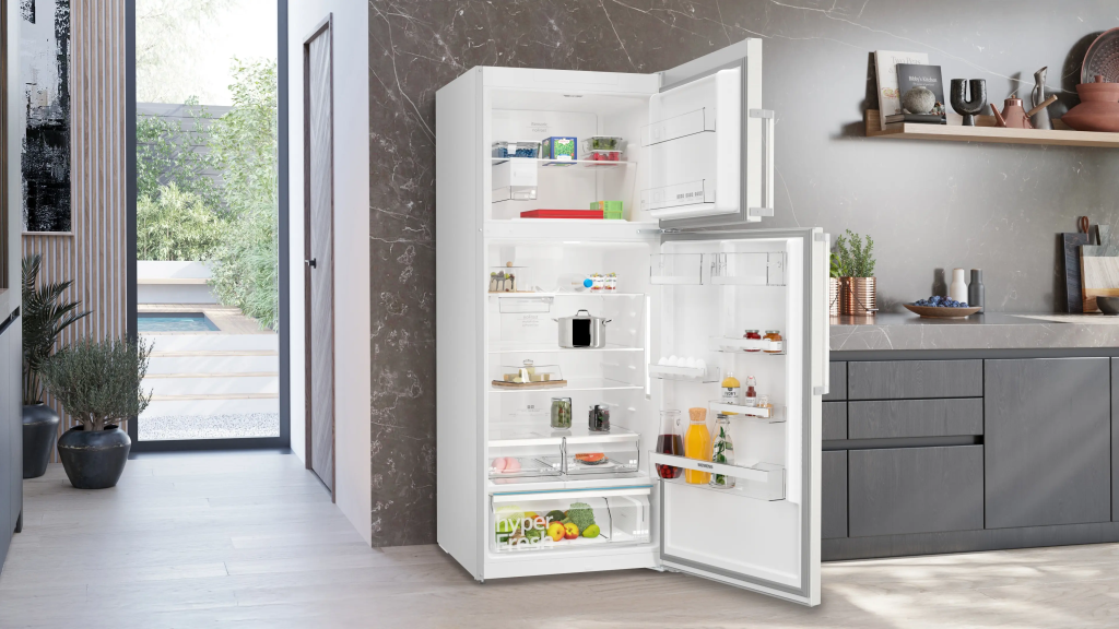 iQ500 Üstten Donduruculu Buzdolabı 186 x 75 cm Kolay temizlenebilir Inox, Total noFrost