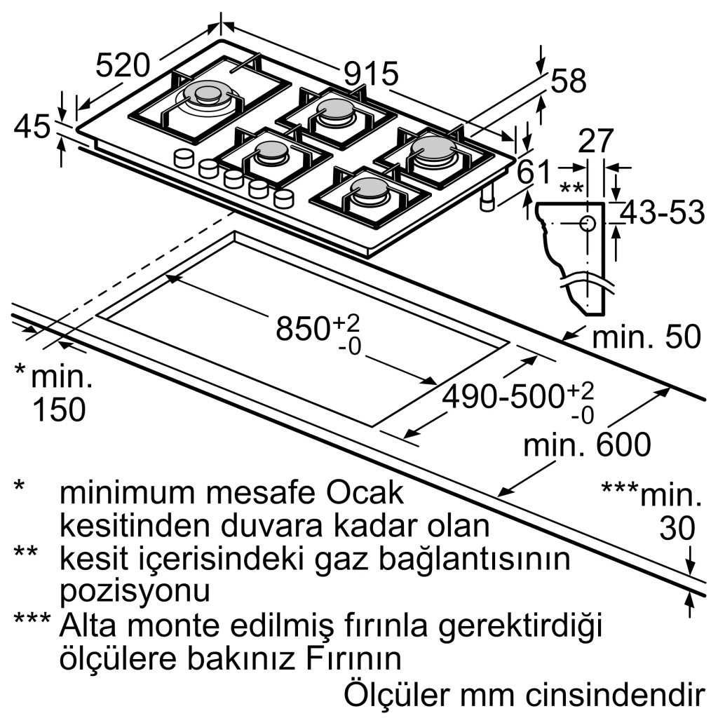 iQ700 Gazlı Ocak 90 cm Sert cam, Siyah