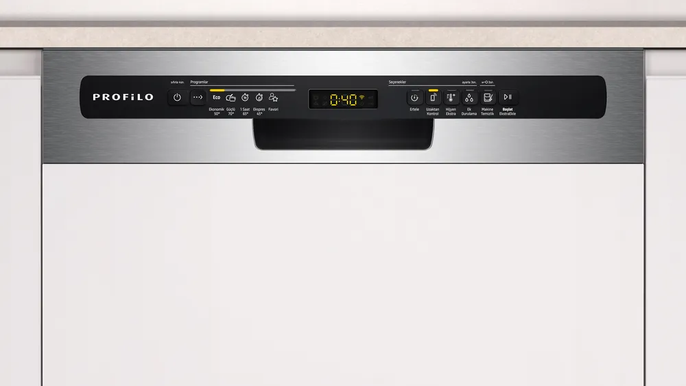 Yarı Ankastre Bulaşık Makinesi BMA4451E3 60 cm Çelik